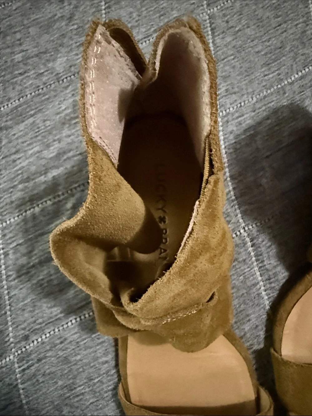 Women's Suede Wrap Sandals in Olive Brown